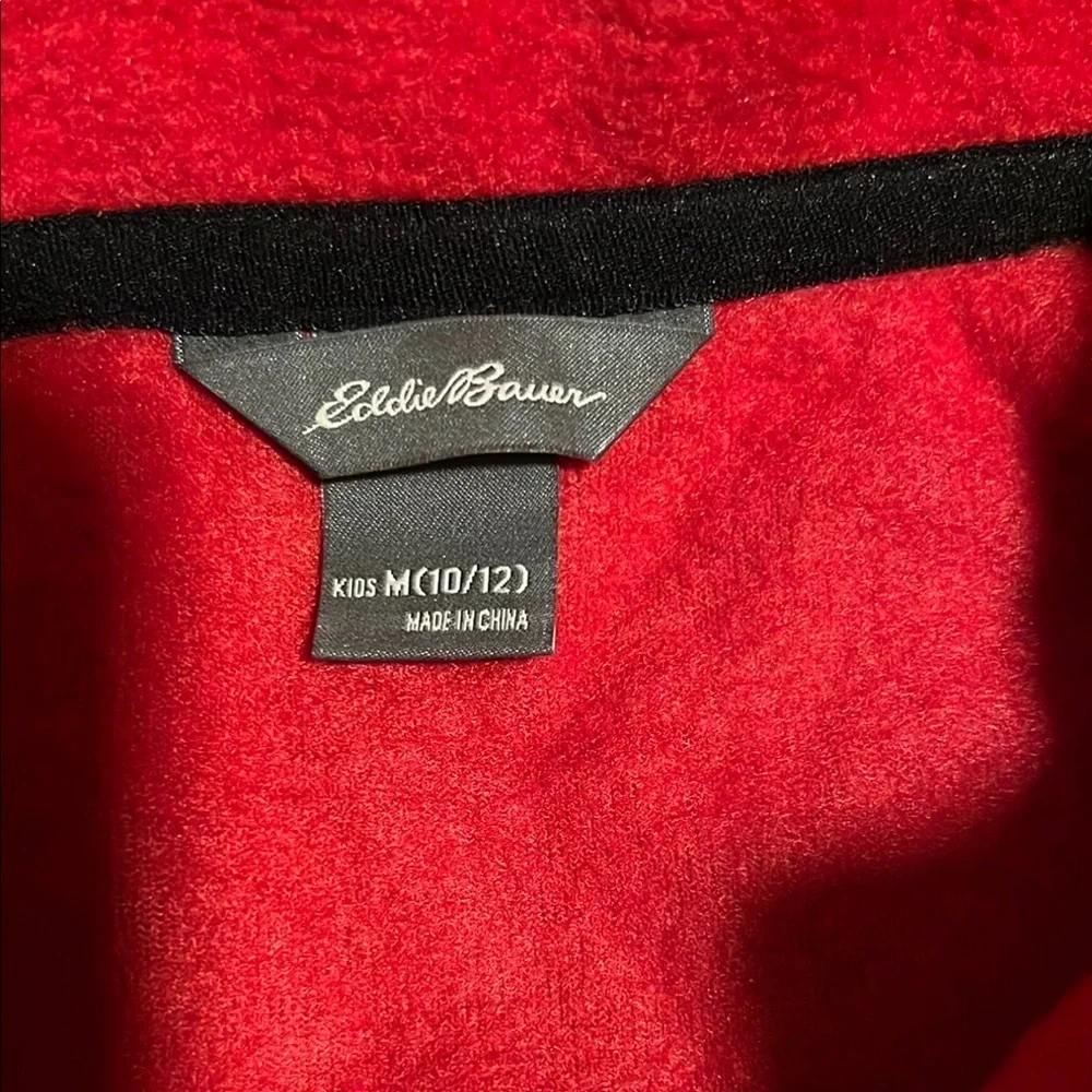 Eddie Bauer Red and Gray Quarter-Zip Fleece Pullover
